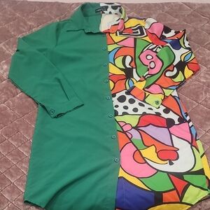 Mosiac Button-Down Dress